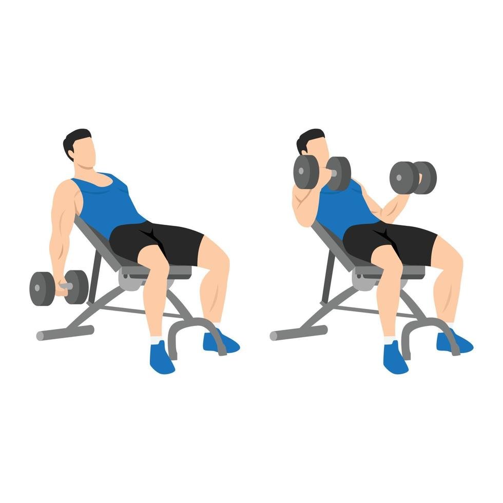 man-doing-incline-dumbbell-curl-flat-illustration-isolated-on-different-layers-workout-character-free-vector