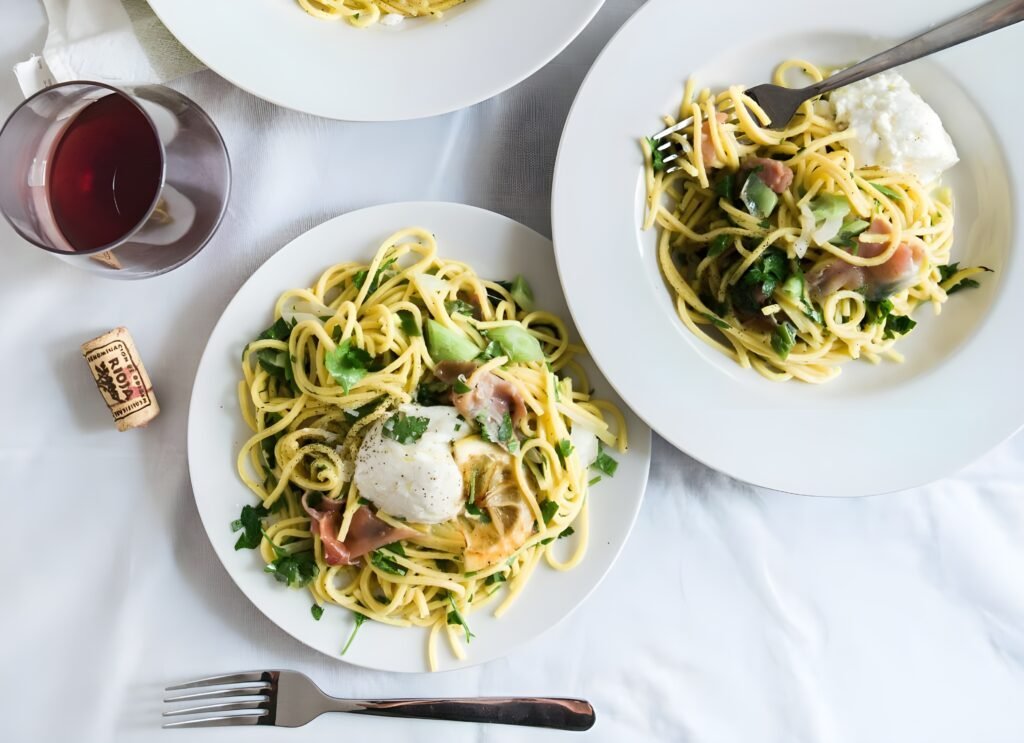 Easy Home made Grilled Burrata and Tomato Pasta Recipe