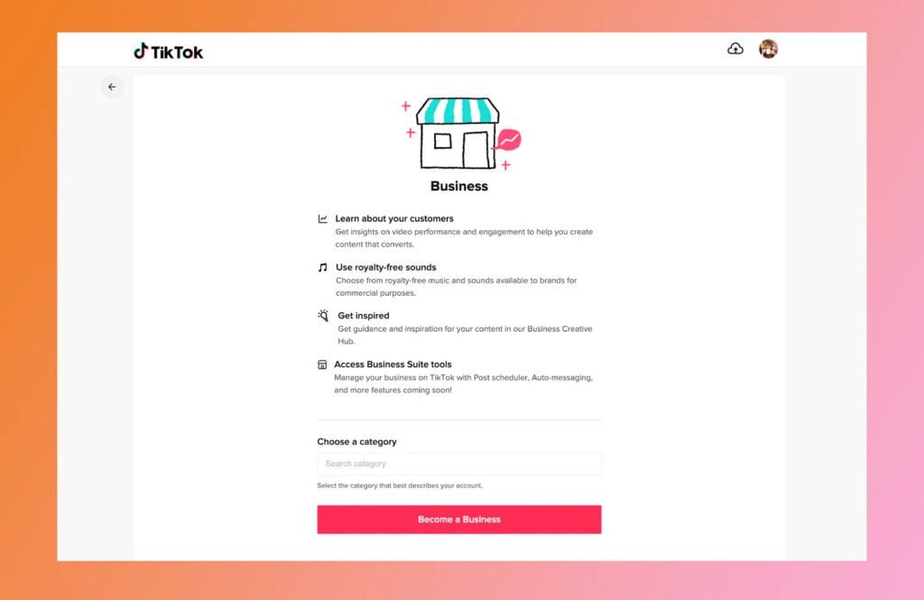 business account on TikTok business account on TikTok